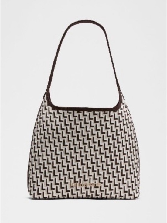 lululemon athletica Handbags - Woven Pattern Shoulder Bag in Brown, Tan, and White